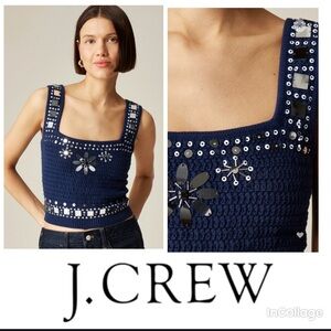 J. Crew Sweater Tank with Hand Embellished Mirrors